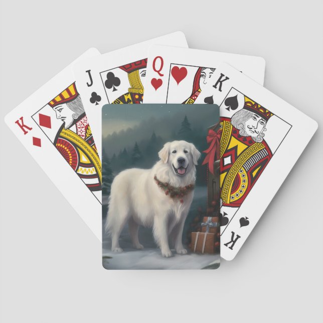 Baralho Cão Great Pyrenees na Neve Natal (Verso)