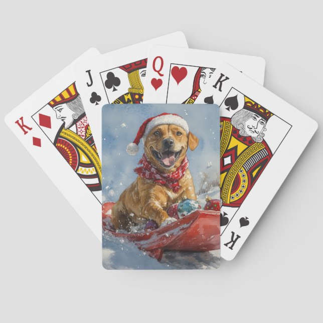 Baralho Cão Ridgeback da Rodésia em Trineo de Natal (Verso)