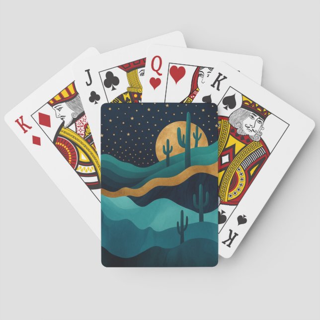 Baralho Capa de Noite do Deserto do ouro - Arte do Cactus  (Verso)