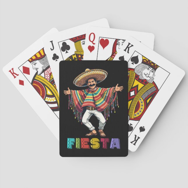 Baralho Cara Mexicana Em Poncho Dançando Fiesta Cinco De M (Verso)