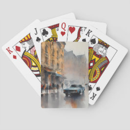 Baralho Carro Azul Vintage na paisagem urbana florida