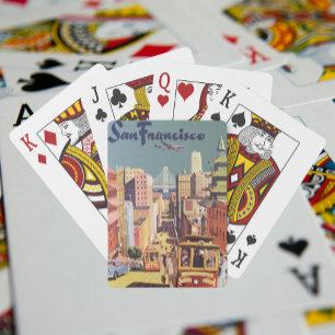 Baralho Carros a cabo Poster de viagens vintage São Franci