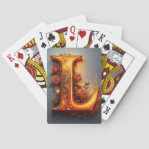 Carta de Jogar Personalizada com Letra L em Dourad