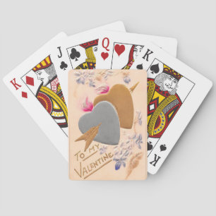 Baralho Cartão dos namorados dos corações da prata & do
