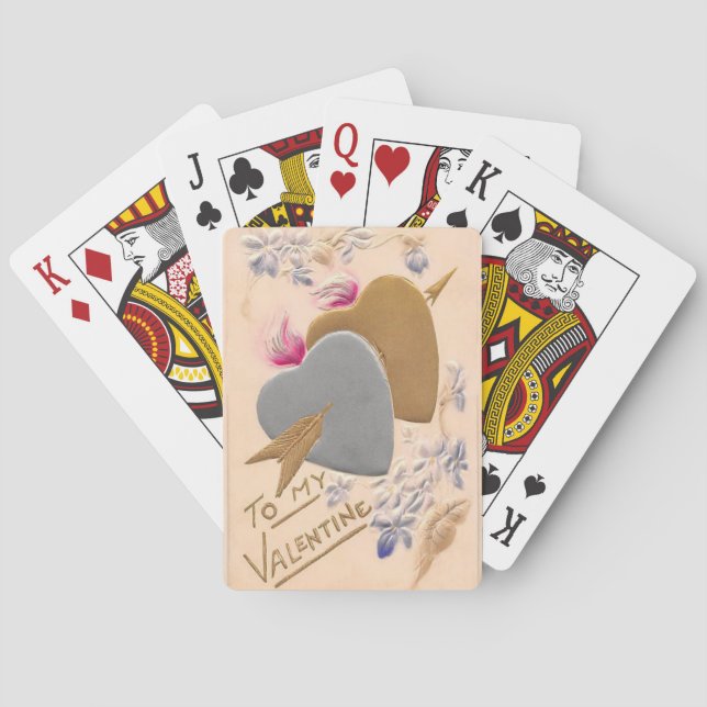 Baralho Cartão dos namorados dos corações da prata & do (Verso)