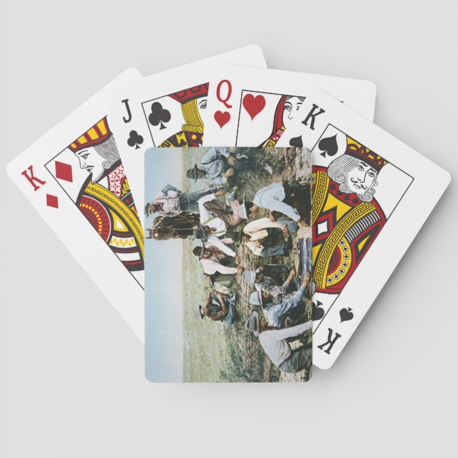 Baralho Cartão que descreve os vaqueiros que jogam (Verso)