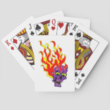 Cartas Clássicas de Jogar Caveira Flamejante
