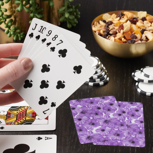Baralho Cartas Clássicas de Jogar com Flores Roxas (In situ)