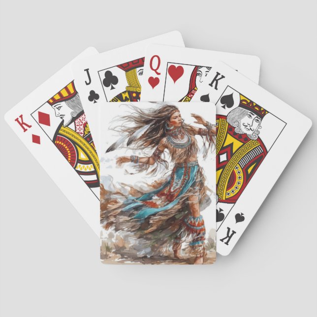 Baralho Cartas Clássicas de Jogar Dançarina Indígena Ameri (Verso)