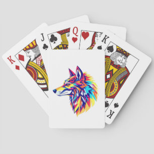 Baralho Cartas Clássicas de Jogar Lobo Geométrico Colorido