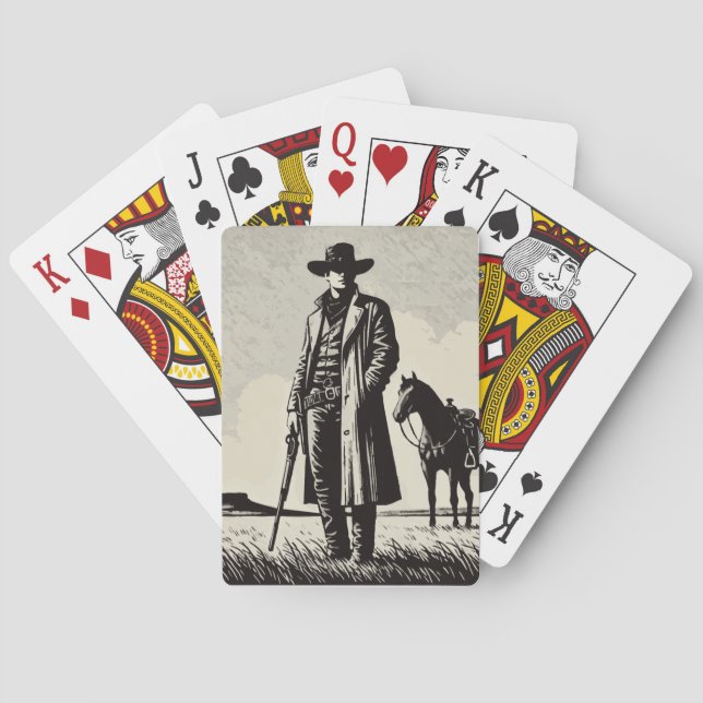 Baralho Cartas Clássicas de Jogar Pistoleiro Caubói Vintag (Verso)