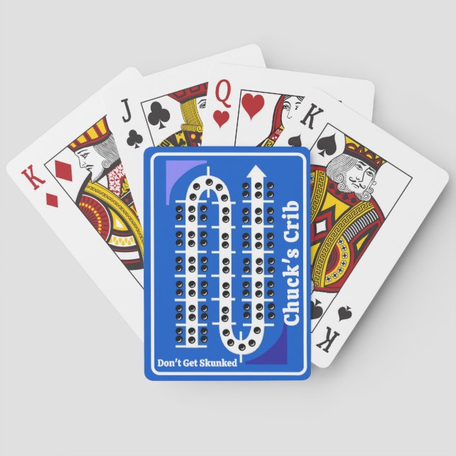 Baralho Cartas de Cribbage Personalizadas Azul (Verso)