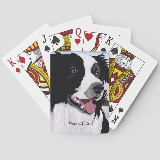Baralho Cartas de Jogar Border Collie Preto e Branco (Verso)