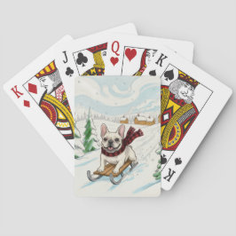 Baralho Cartas de jogar com Bulldog Francês andando de tre