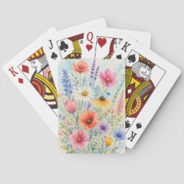 Baralho Cartas de Jogar com Flores Silvestres em Aquarela