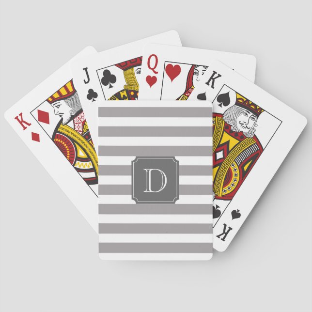 Baralho Cartas de Jogar com Listras Cinza e Branco Monogra (Verso)