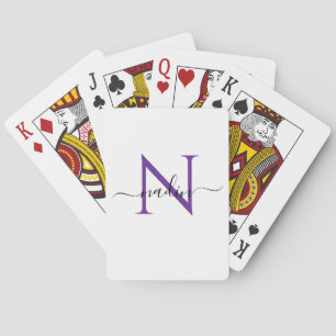 Baralho Cartas de Jogar com Monograma Roxo Personalizado