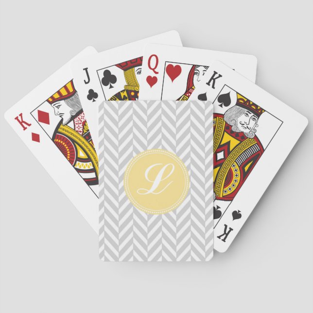 Baralho Cartas de Jogar com Xadrez Inglês Cinza e Monogram (Verso)