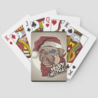 Baralho Cartas de jogar do adorável Pug Papai Noel