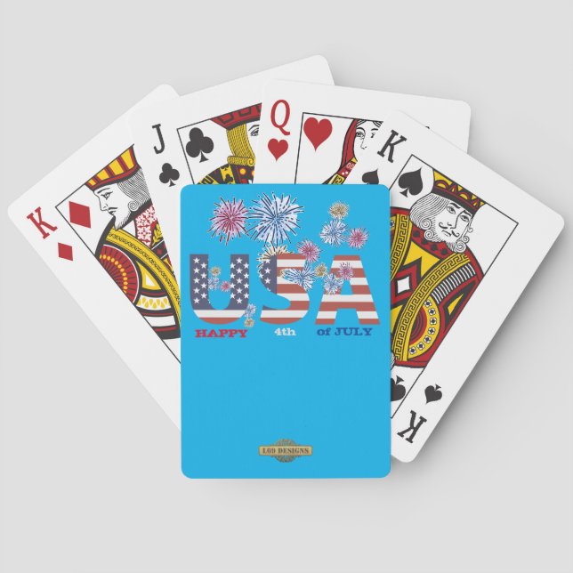 Baralho cartas de jogar "FELIZ 4 DE JULHO" (Verso)
