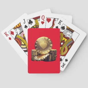 Baralho Cartas de Jogar Fichas de Poker Douradas