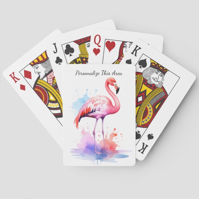 Baralho Cartas de Jogar Flamingo Aquarela Personalizadas (Verso)