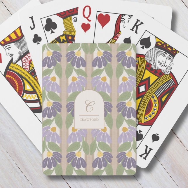 Baralho Cartas de Jogar Florais Monogramadas (Monogrammed Floral Playing Cards for Gifting or Family Game Night)