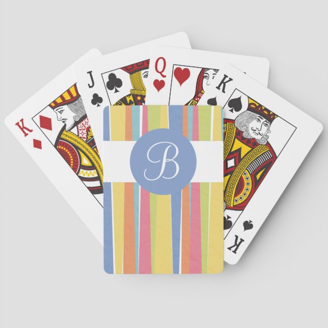Baralho Cartas de jogar monograma personalizado com faixas (Verso)