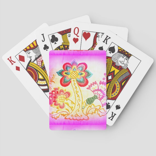 Baralho cartas de jogar palmeira cor-de-rosa (Verso)