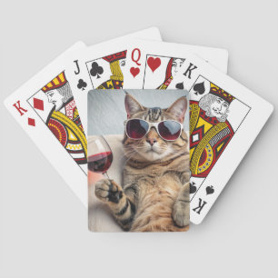 BARALHO CARTAS DE JOGO GATO MALHADO ENGRAÇADO VINHO