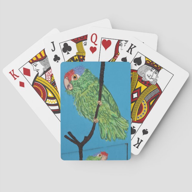 Baralho cartas de papagaio verde (Verso)