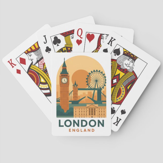 Baralho Cartas de Pôquer de Viagem para Londres Inglaterra (Verso)