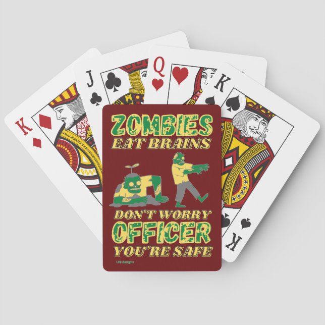 Baralho cartas engraçadas "ZOMBIES COMEM CÉREBROS..." (Verso)