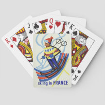 Cartaz de Viagem Antigo Esquiando na França