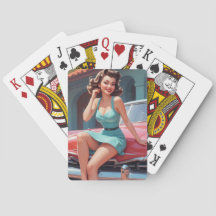 Cartões, Cartões Poker, Pin-up, Brunette