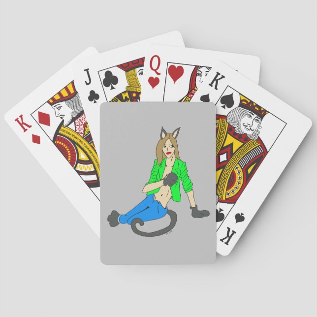 Baralho cartões clássicos de jogo de catgirl (Verso)