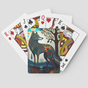 Baralho Cartões De Arte Sobre A Vida Selvagem De Boho Wolf