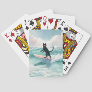 Baralho Cartões De Brincar De Surfe De Gato Preto