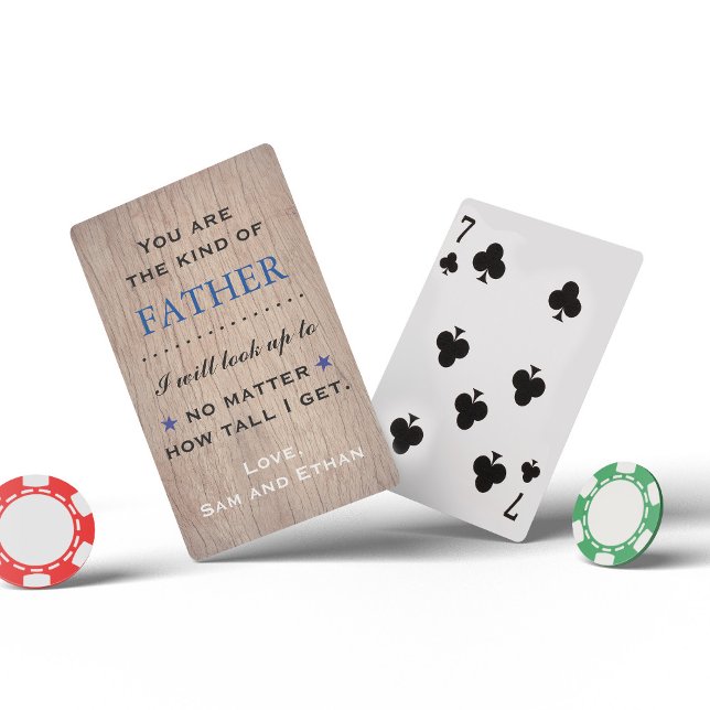 Baralho Cartões de dia de os pais com Cotação Sentimental (Poker playing cards with sentimental quote for dad.)