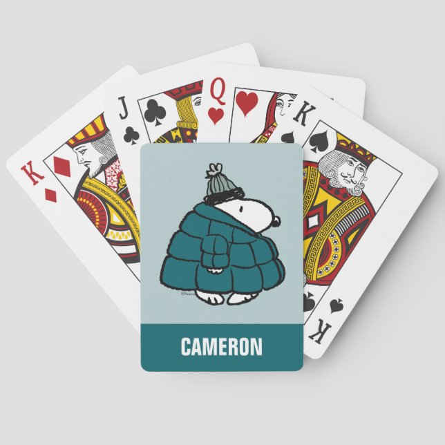 Baralho Cartões de Jaqueta de Puffer de inverno Snoopy (Verso)