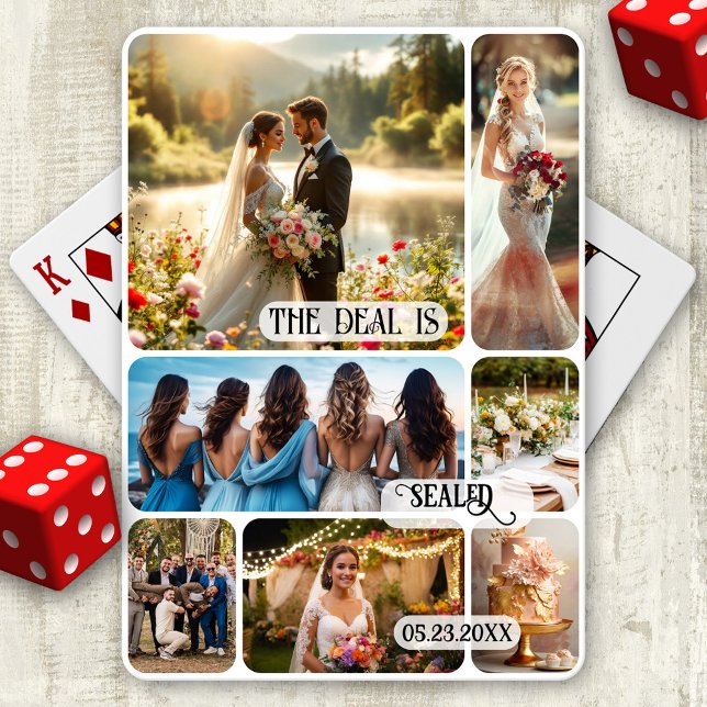 Baralho Cartões De Jogar A Colagem De Foto De Casamento (Playing cards featuring a custom wedding photo collage. A beautiful keepsake and wedding favor.)