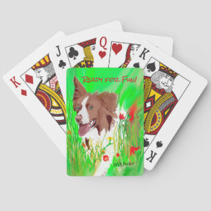 Baralho Cartões de Jogar com o Collie Branco e Castanho