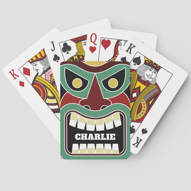 Baralho Cartões de jogar com o nome personalizado do Tiki  (Verso)