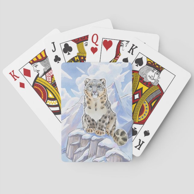 Baralho Cartões de jogar leopardo-da-neve (Verso)