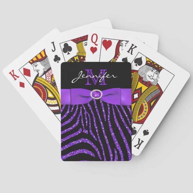 Baralho Cartões De Jogar Zebra Com FAUX Roxo (Verso)