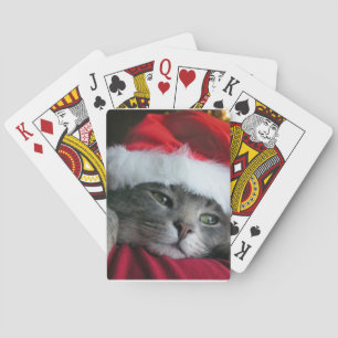 Baralho Cartões de jogo cinzentos do gato do chapéu do