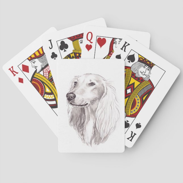 Baralho Cartões de jogo da arte do cão de Saluki (Verso)