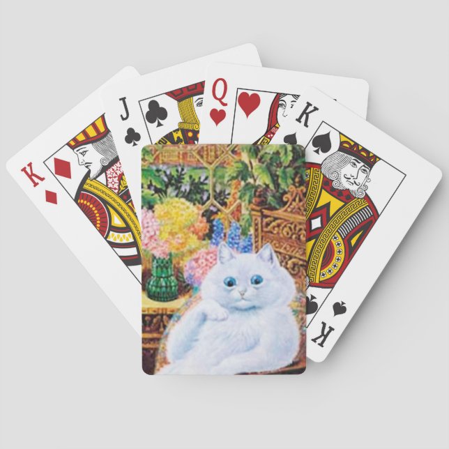Baralho Cartões de jogo do gato de Louis Wain, gato branco (Verso)