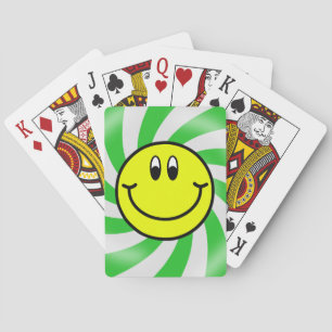 Baralho Cartões de jogo espirais verdes de sorriso de