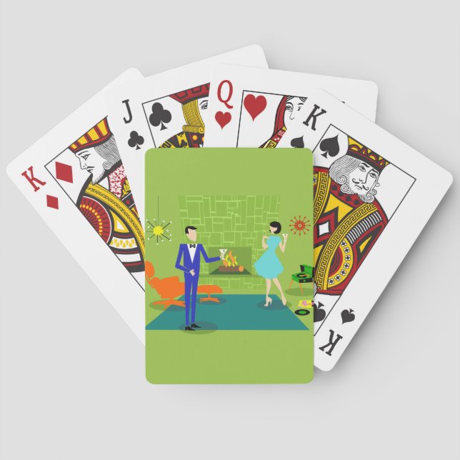 Baralho Cartões de jogo modernos do casal do meio século (Verso)